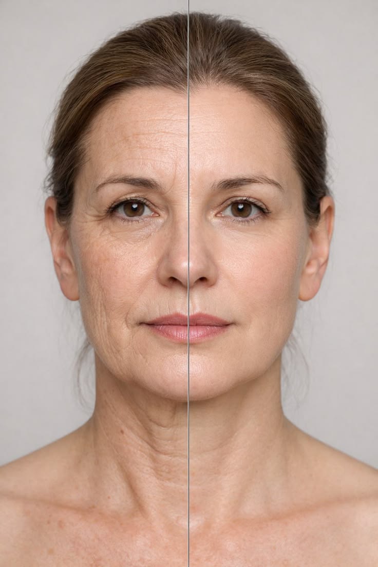 Before and after wrinkle relaxer treatment — smoother, more rested complexion